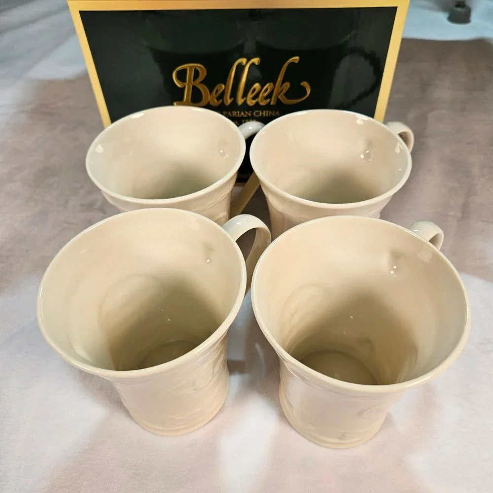 Lot of 4 Belleek Ireland Porcelain Coffee/Tea Mugs - NIB - GIFTABLE